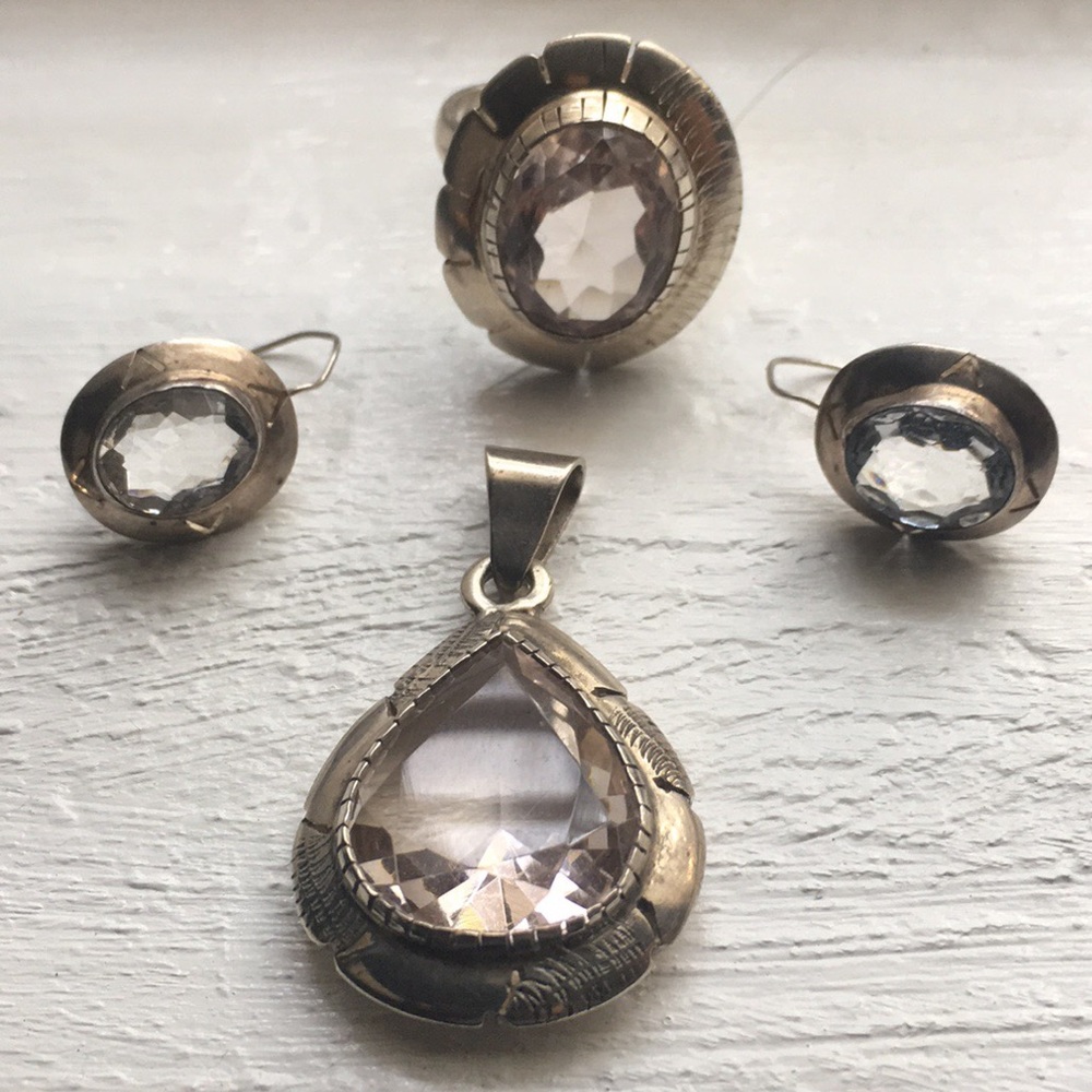 🇲🇽 Sterling Silver & Clear Topaz Set✨📿✨